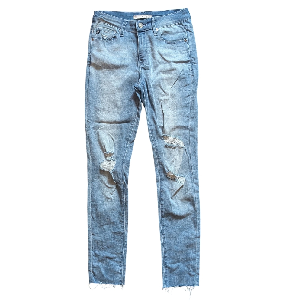 Kancan Womens Size 5 25 Light Wash Skinny Distressed Jeans KC7212L Casual